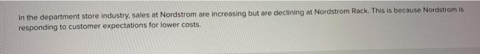 True Or False? In the department store industry,