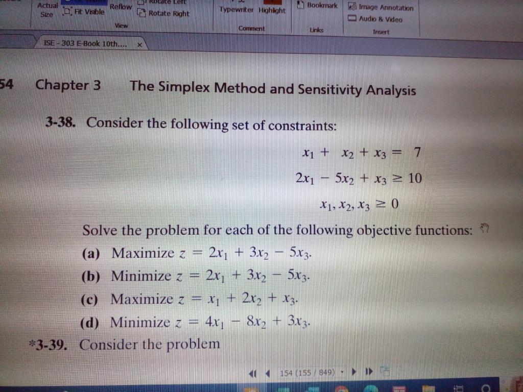 (Solve only Part c (using Two-Phase Method) and