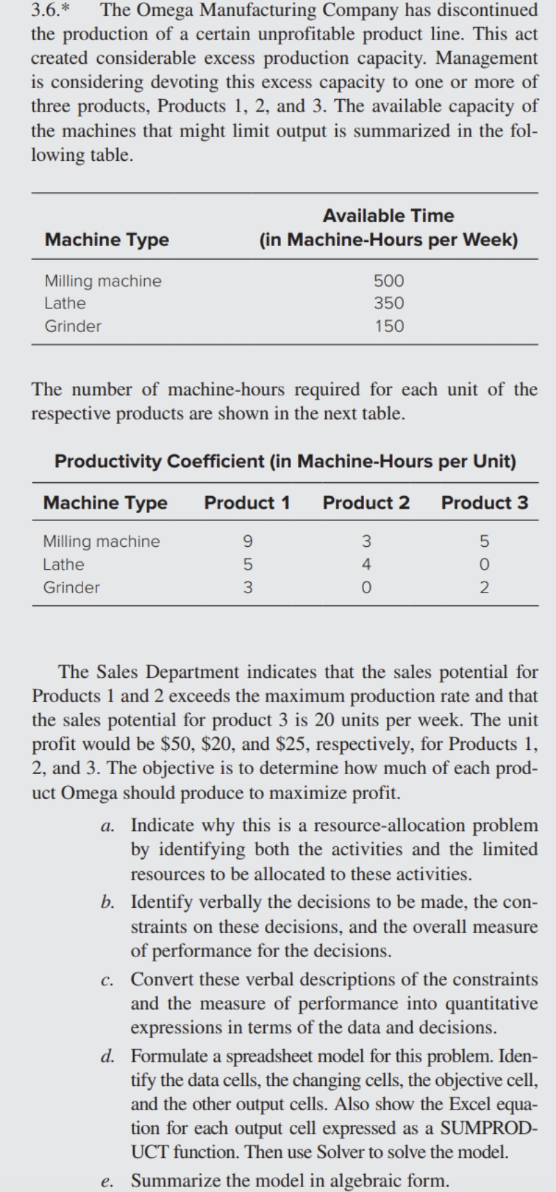 3.6.* The Omega Manufacturing Company has