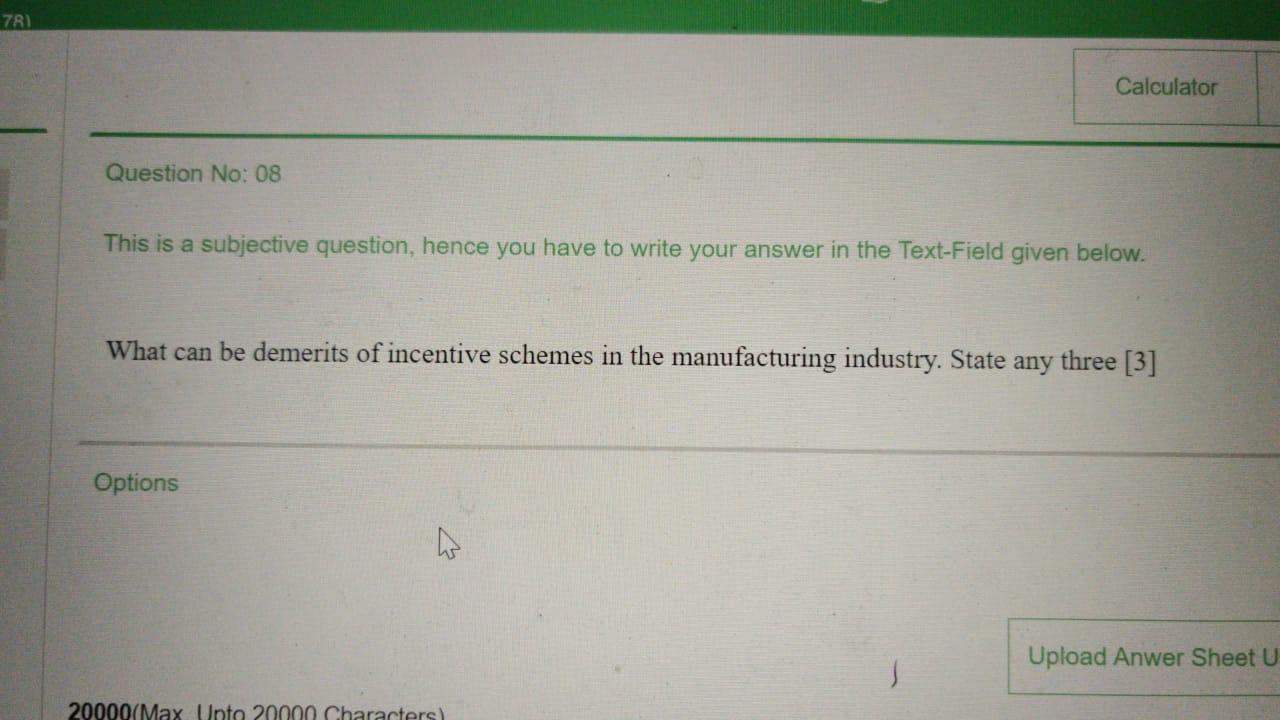 781 Calculator Question No: 08 This is a