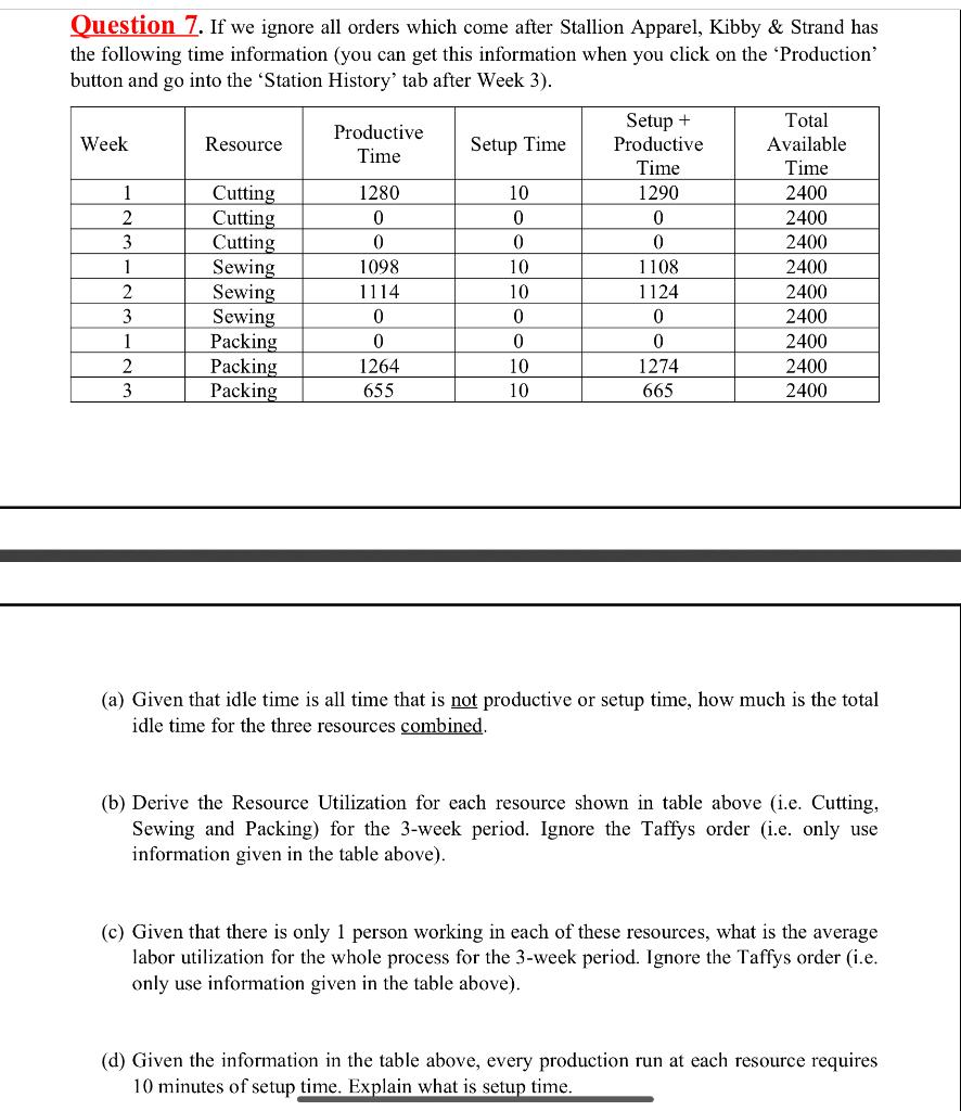 Question 7. If we ignore all orders which come