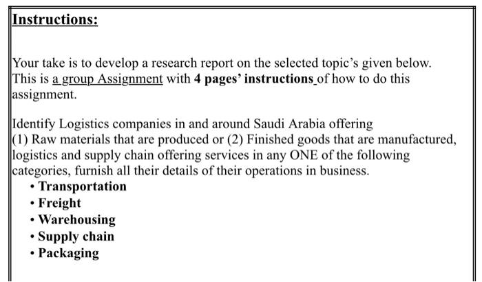 please cite sources Your take is to develop a