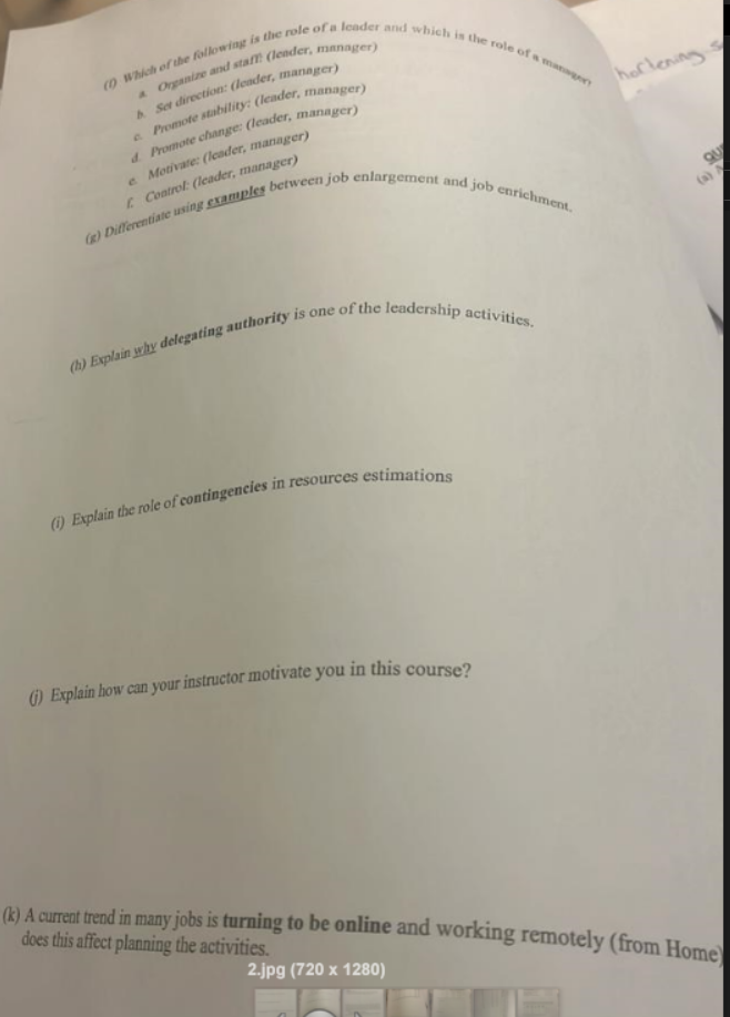 ( Which of the following is the role of a leader