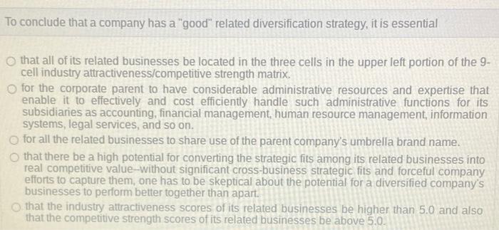 To conclude that a company has a "good" related