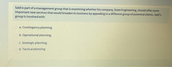 Said is part of a management group that is