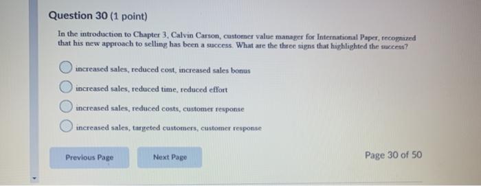 Question 30 (1 point) In the introduction to