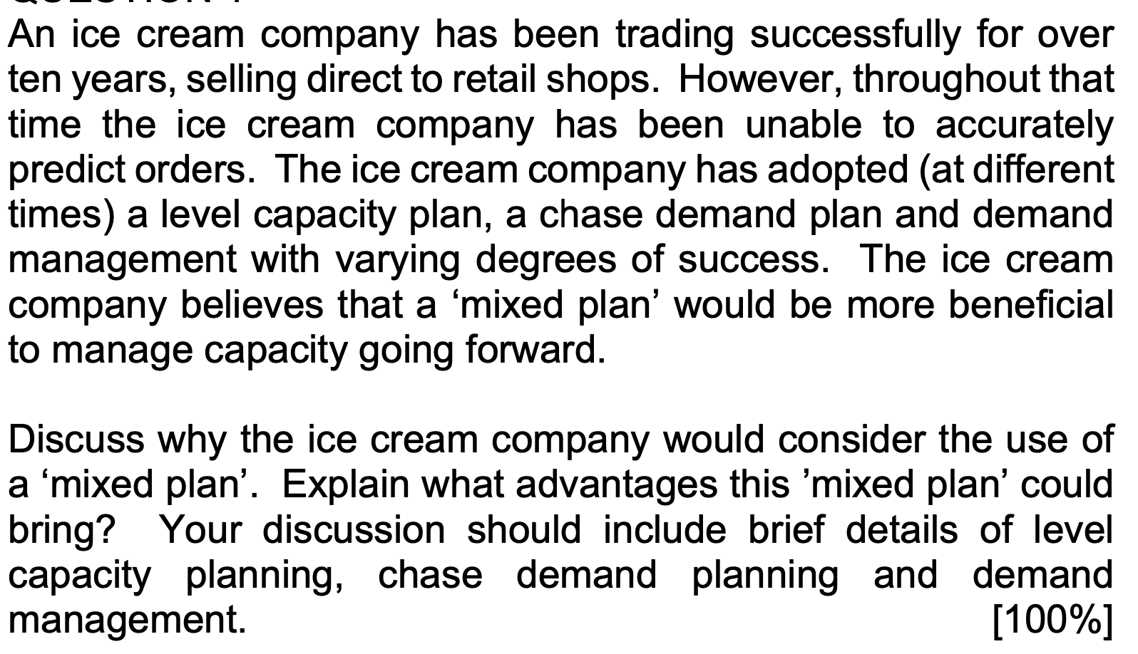 An ice cream company has been trading