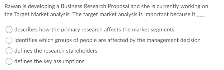 Rawan is developing a Business Research Proposal