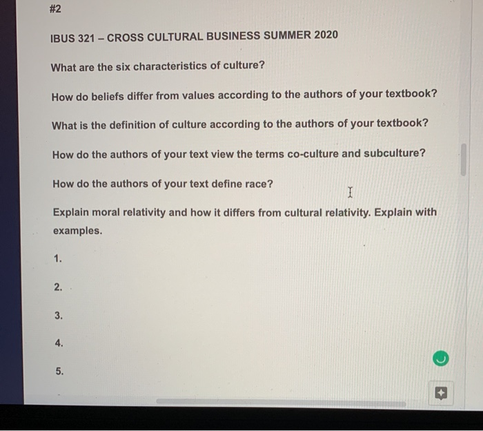 #2 IBUS 321 - CROSS CULTURAL BUSINESS SUMMER 2020
