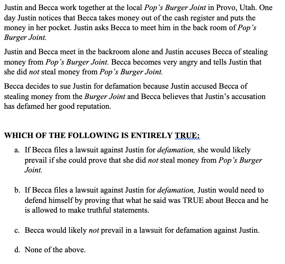 Justin and Becca work together at the local Pop's