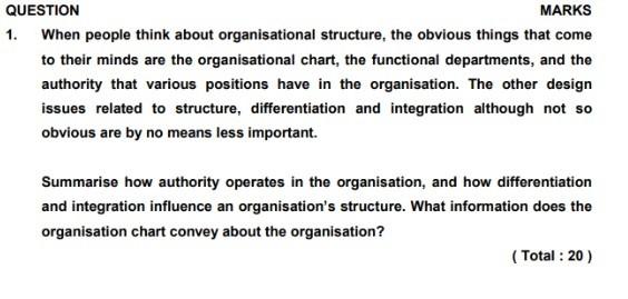 MARKS When people think about organisational