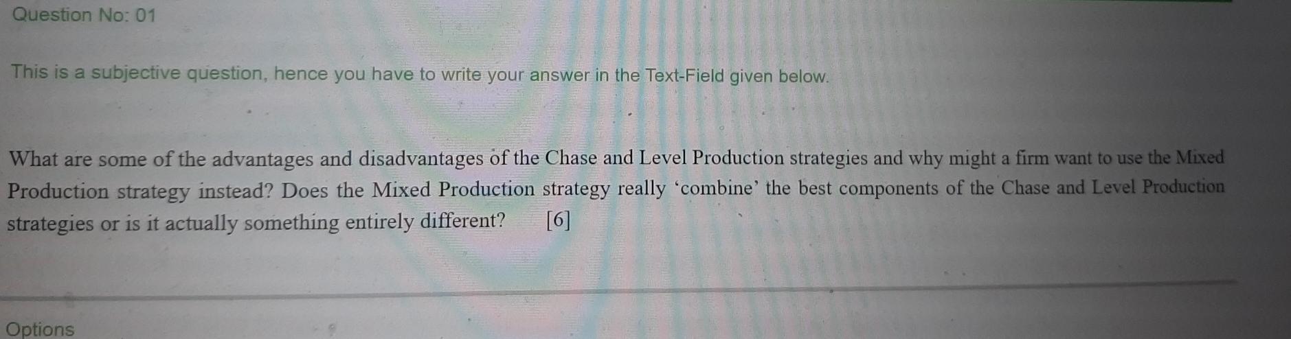 Question No: 01 This is a subjective question,