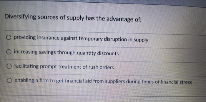 Diversifying sources of supply has the advantage