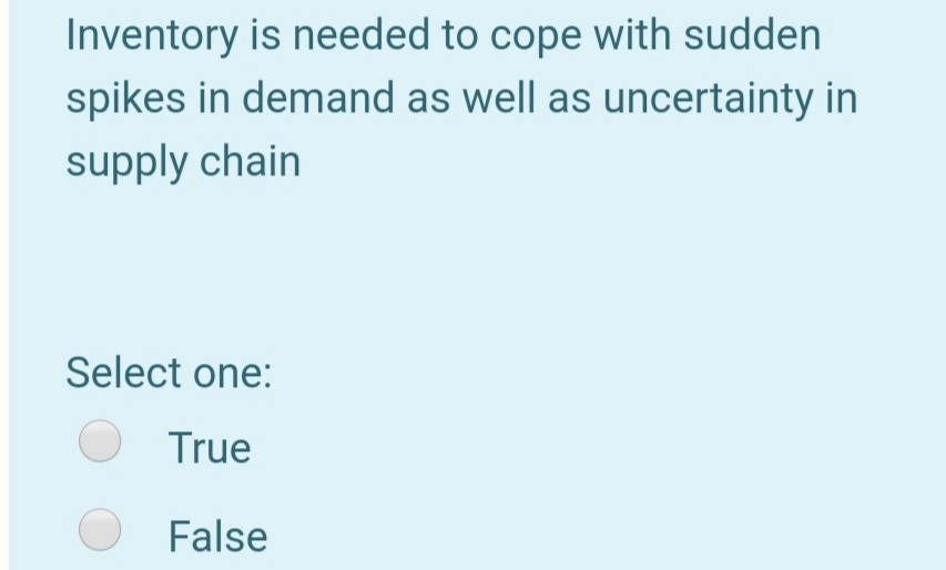 Inventory is needed to cope with sudden spikes in