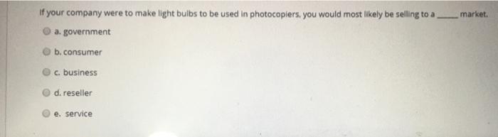 market If your company were to make light bulbs