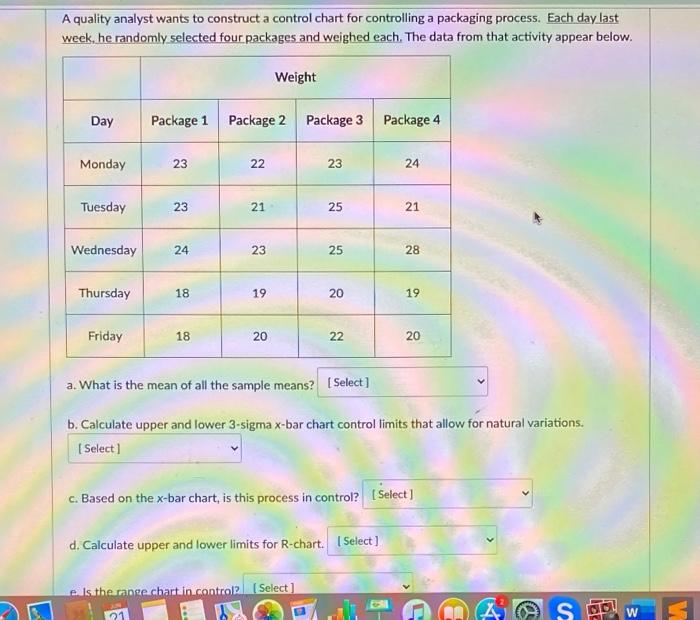a-e A quality analyst wants to construct a