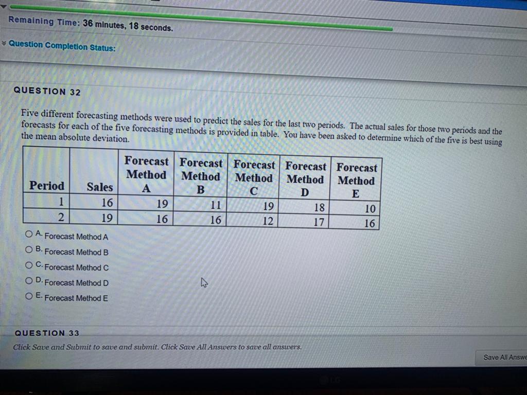 Five different forecasting methods were used to
