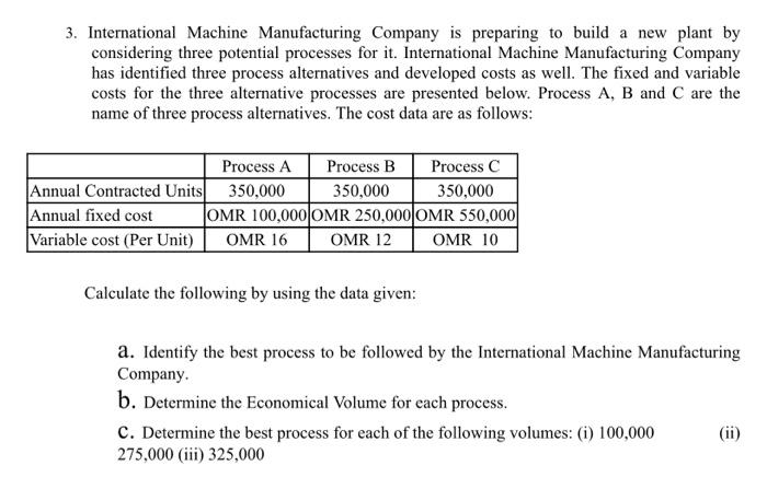 3. International Machine Manufacturing Company is