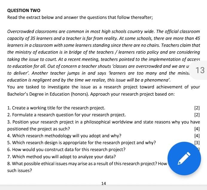 please help QUESTION TWO Read the extract below