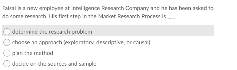 Faisal is a new employee at Intelligence Research