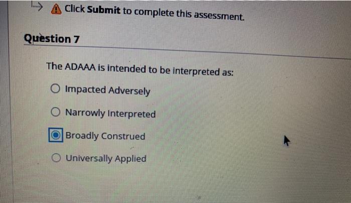 TE > A Click Submit to complete this assessment.