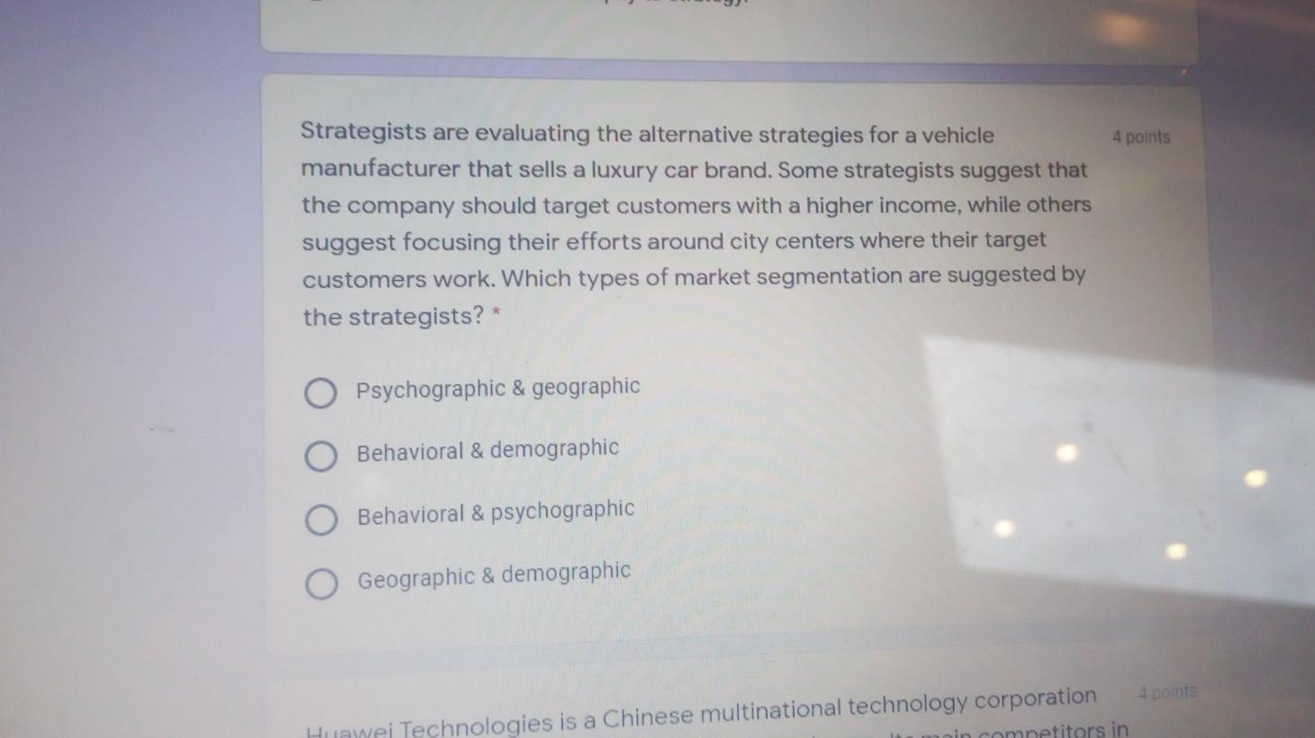 4 points Strategists are evaluating the