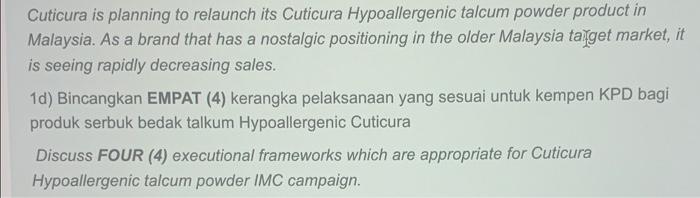 At least 400 words Cuticura is planning to