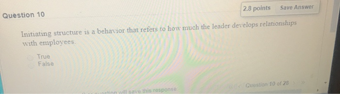 Question 10 2.8 points Save Answer Initiating