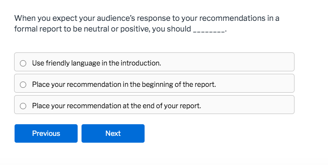 When you expect your audience's response to your