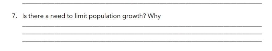7. Is there a need to limit population growth? Why