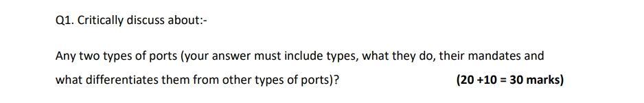 Subject : Port Logistics Please do it properly