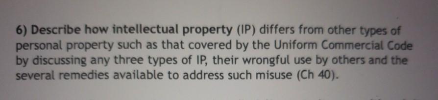 6) Describe how intellectual property (IP)