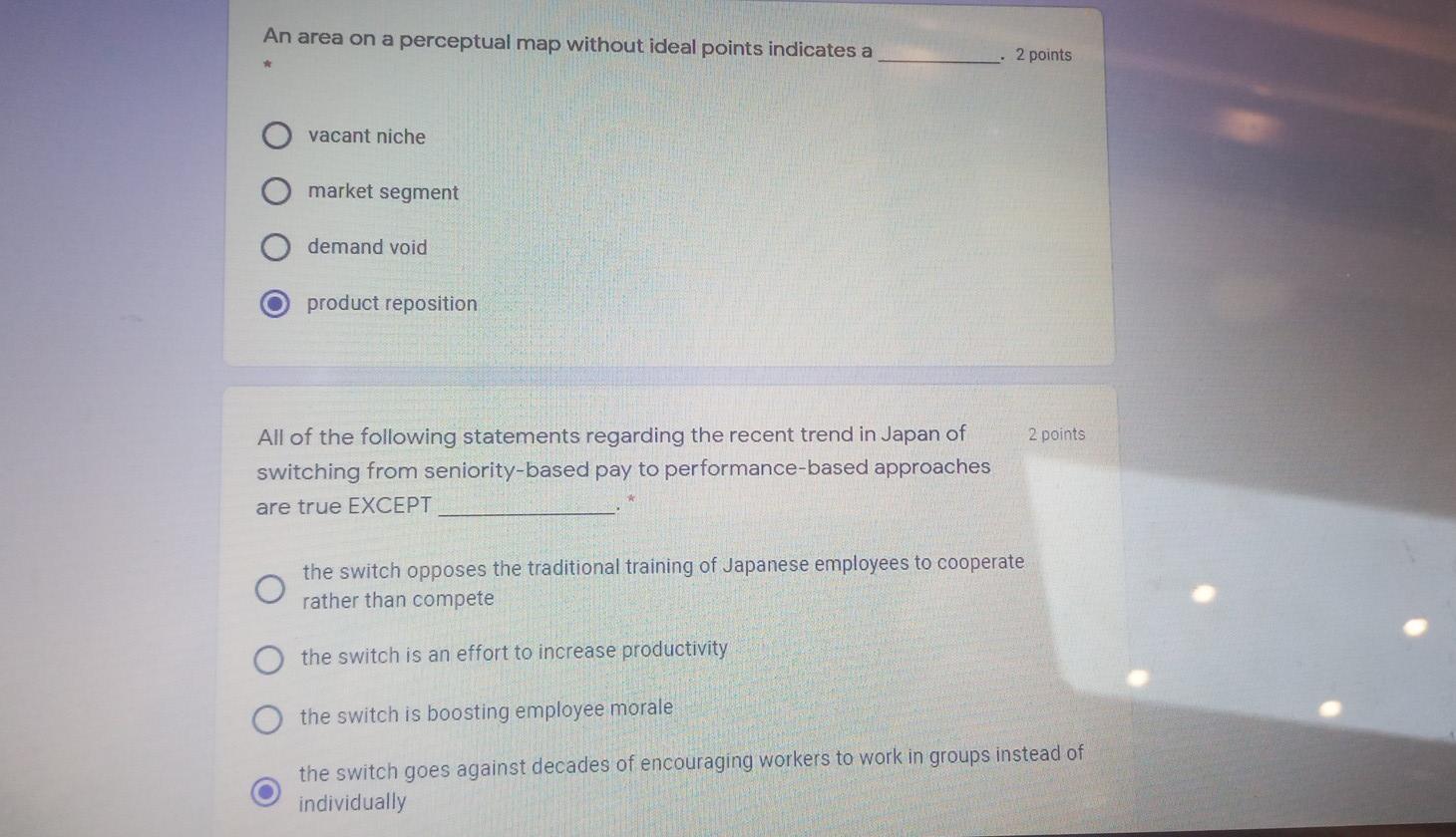 An area on a perceptual map without ideal points