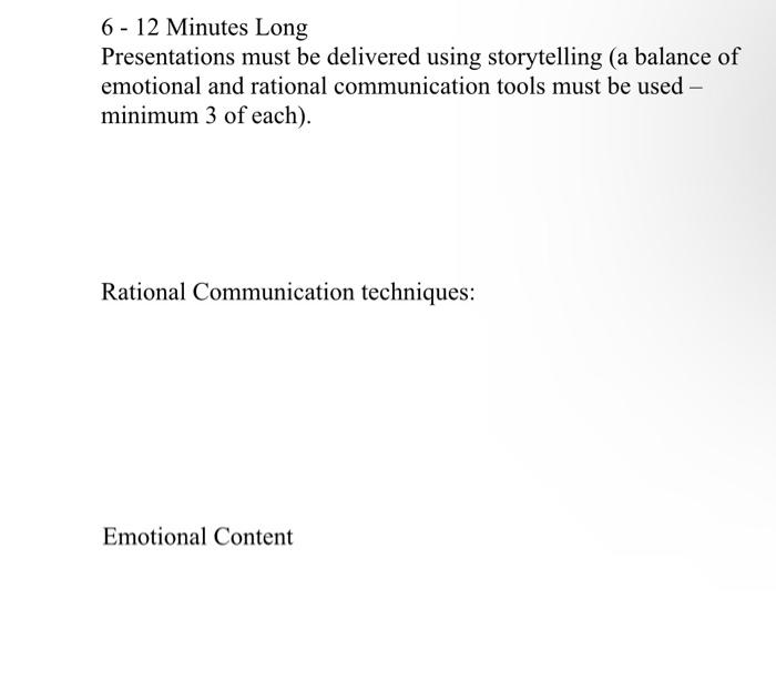 Final Presentation (7.5% of final grade) Task