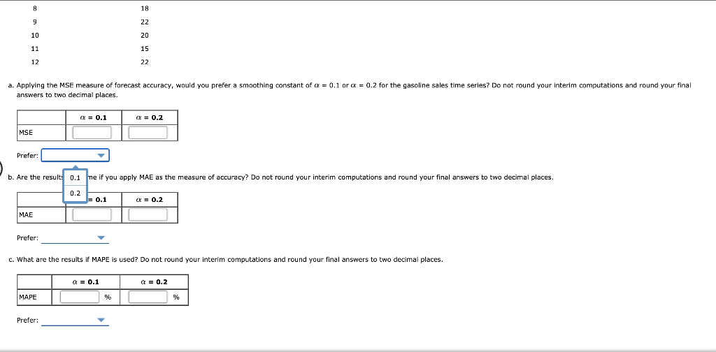 With the gasoline time series data from the given