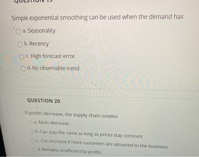 QUESTION 17 Two components of supply chain