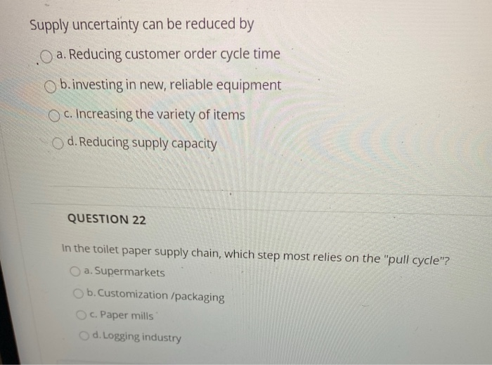 QUESTION 17 Two components of supply chain