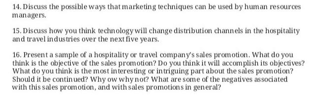 Answer the following questions! Subject: Tourism