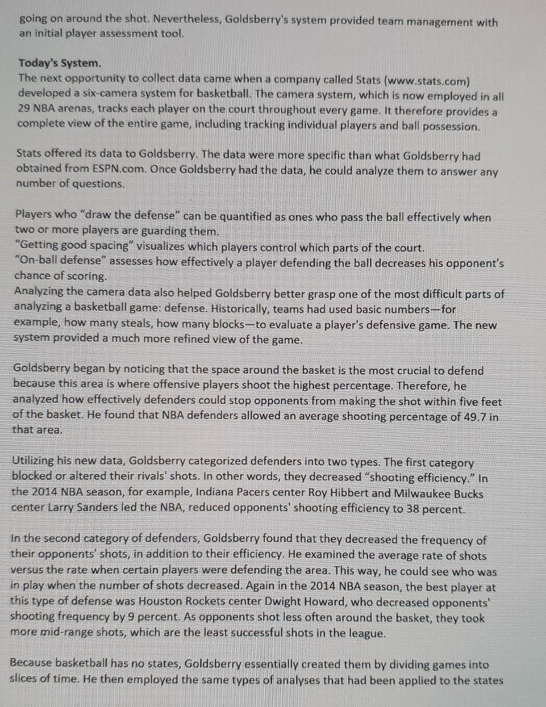 Analytics in the National Basketball Association