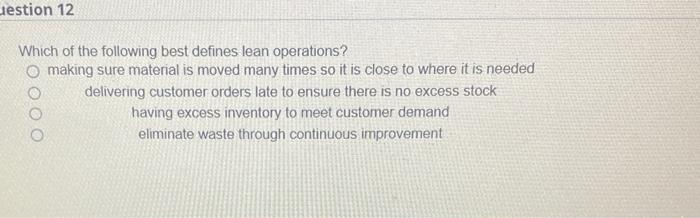 which of the followinf best defines lean