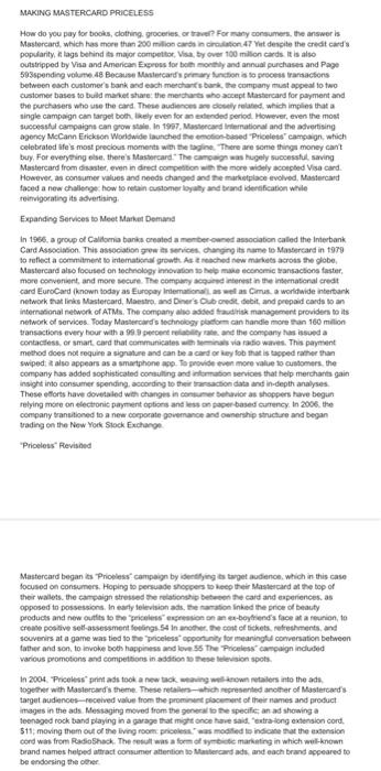 MAKING MASTERCARD PRICELESS How do you pay for