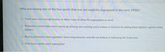 Why was boxing one of the few sports that was not