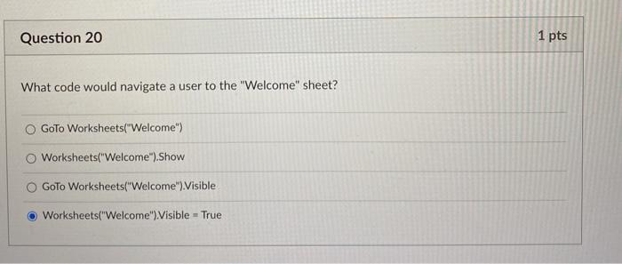 Question 20 1 pts What code would navigate a user