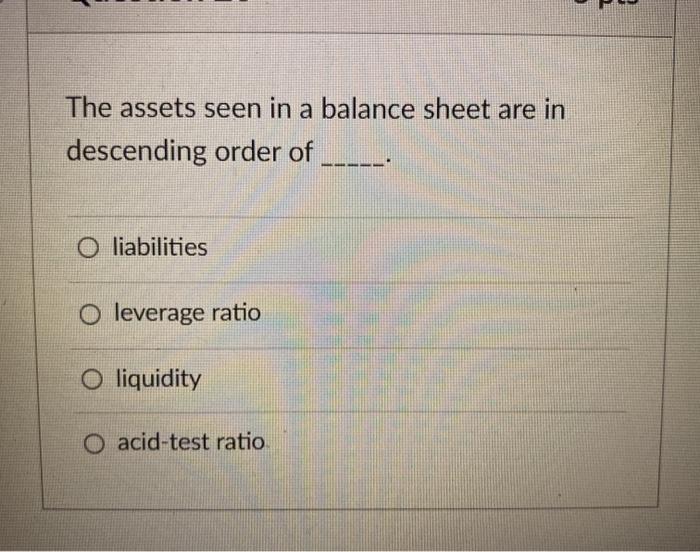 The assets seen in a balance sheet are in