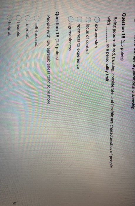 vlage organizational citizenship. Question 18