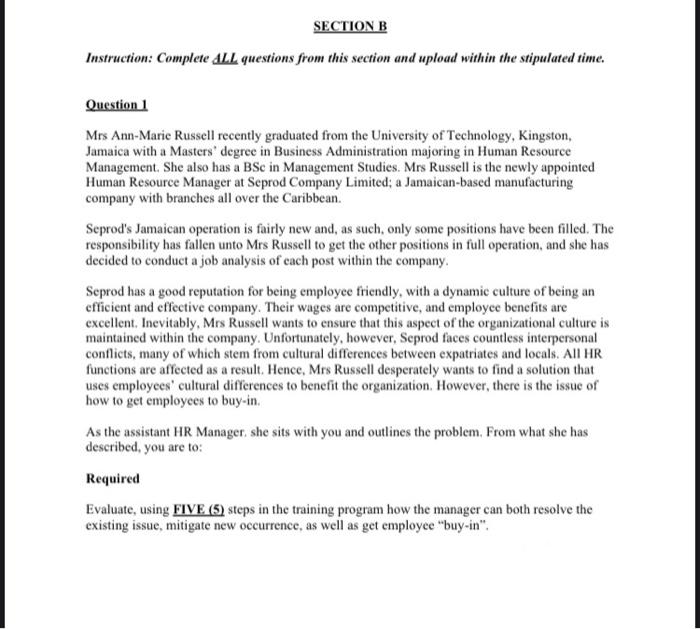 please give thorough answers SECTION A