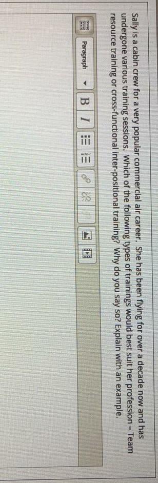 Sally is a cabin crew for a very popular