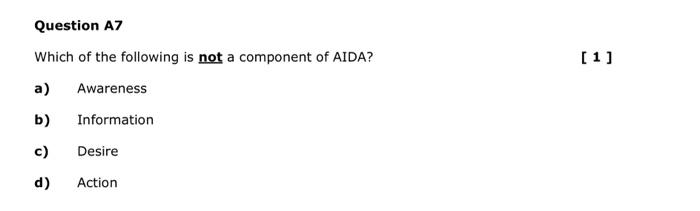 Question A7 Which of the following is not a