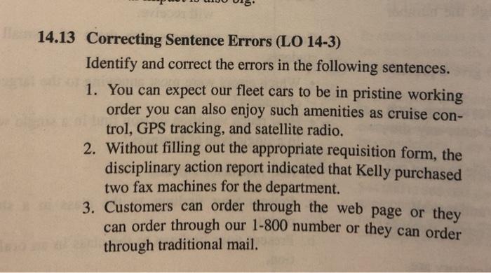 14.13 Correcting Sentence Errors (LO 14-3)