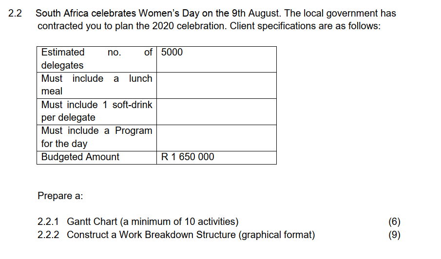 Question 2 [25] 2.1 Given the following data: